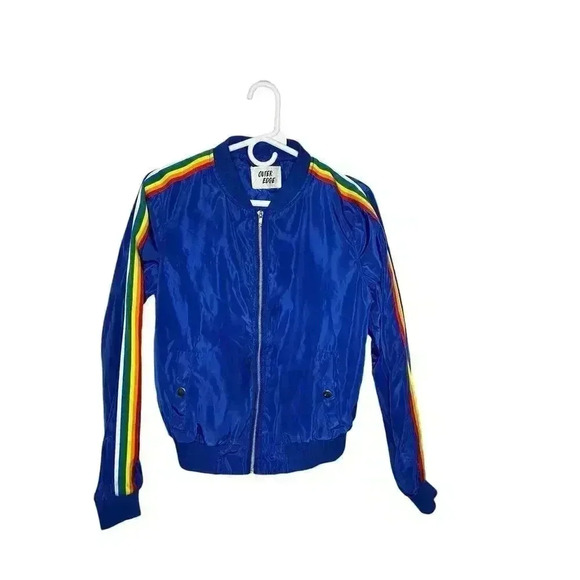 Vintage 80s Outer Edge Rainbow Jacket Red Windbreaker Women's Size M - Picture 1 of 5